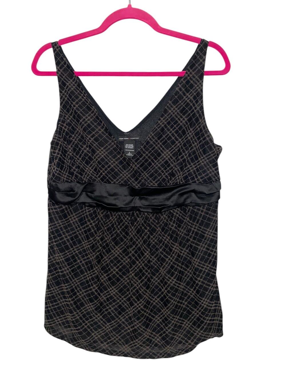 Y2K New York & Co Black Sleeveless Mesh V-Neck Large Grunge Whimsygoth Fairy